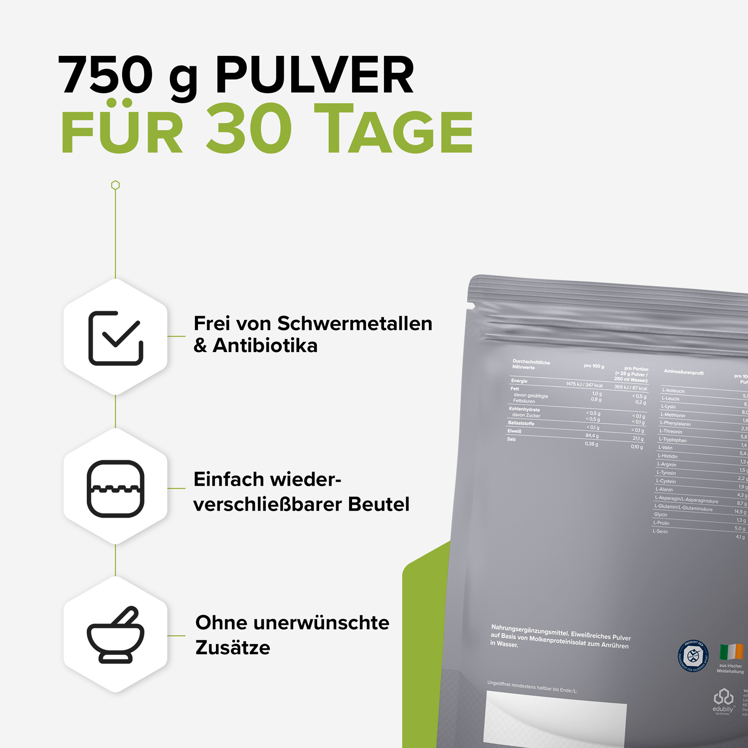 Whey-Isolat Pulver aus Weidemilch - Neutral