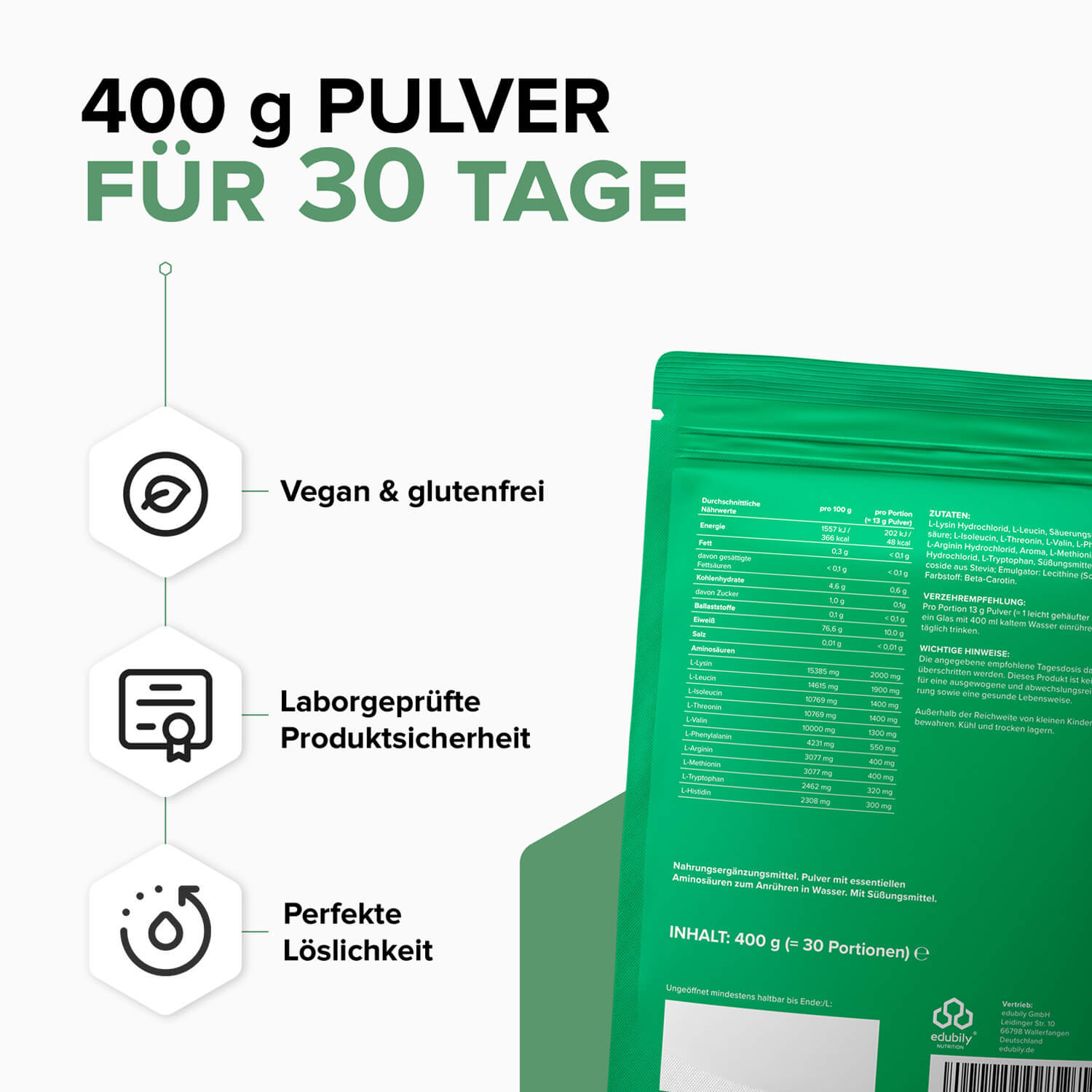 EAA⁺ Pulver – Essenzielle Aminosäuren